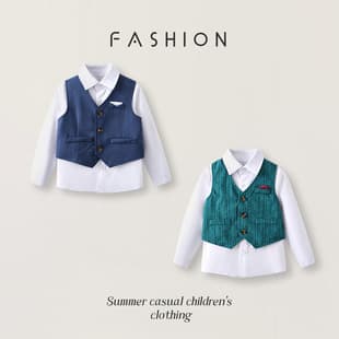 Boys Formal Suit Set - Dress Shirt, Vest, Pants for Toddler Flower Boy Wedding, Kids Suit Wholesale