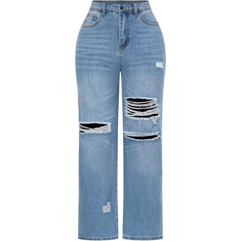 M 26167 Elastic Loose Flare Jeans Stretch Loose Bell-Bottom Jeans White Blue Dark Blue Cotton
