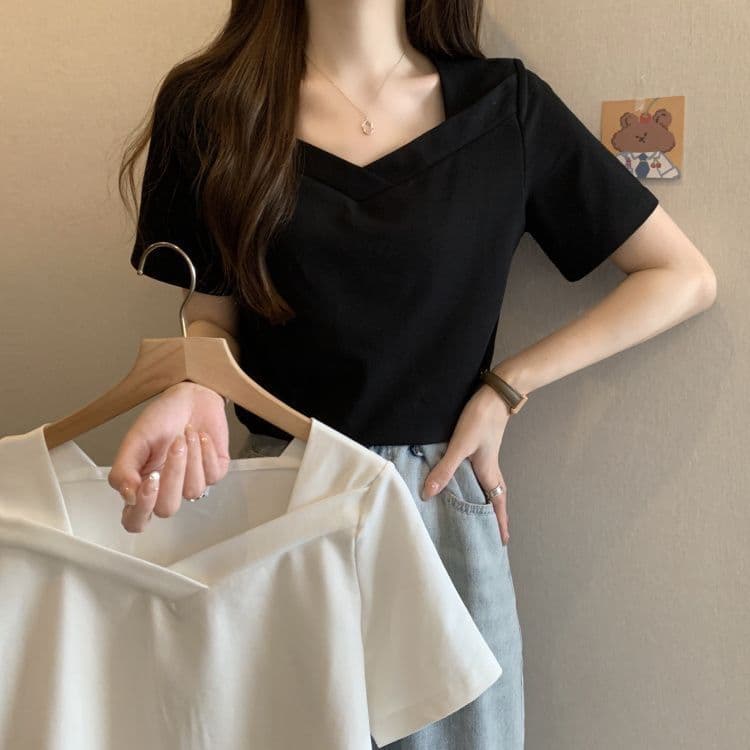 Modal 2026 Summer New Plus Size 200 lbs Short Sleeve T-Shirt Women V-Neck Loose Slimming Black Top Women Fashion