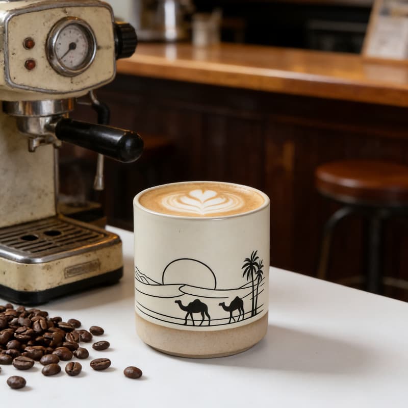 Cross-Border New Hot Selling Rough Pottery Coffee Cup Vintage Latte Cup Desert Camel Water Cup Large Capacity Cola Cup Light Luxury
