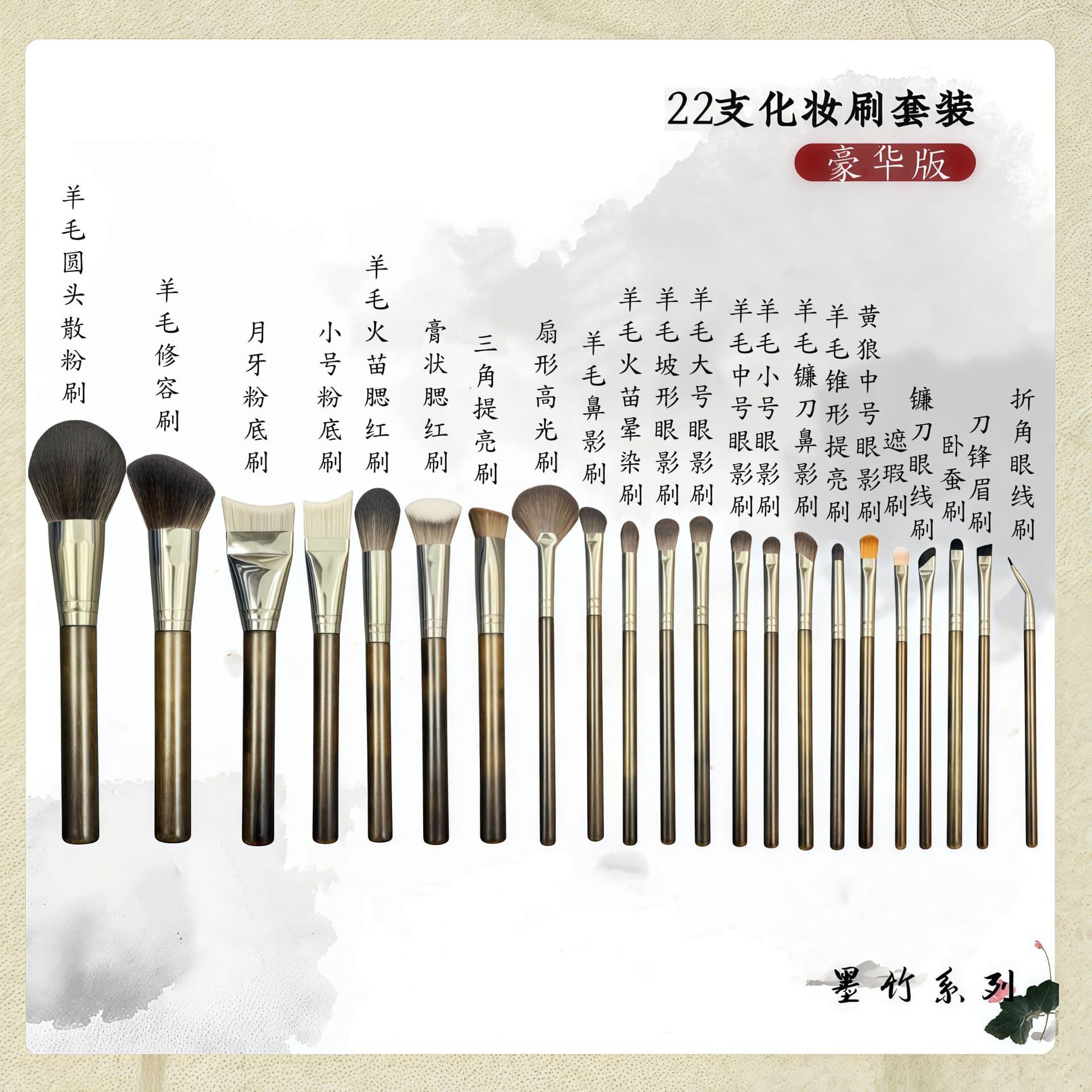 Luyi Premium Wooden Handle 22-Piece Professional Makeup Brush Set Full Set Powder Foundation Contour Blush Eyeshadow Nose Shadow Eyeliner Brush Set
