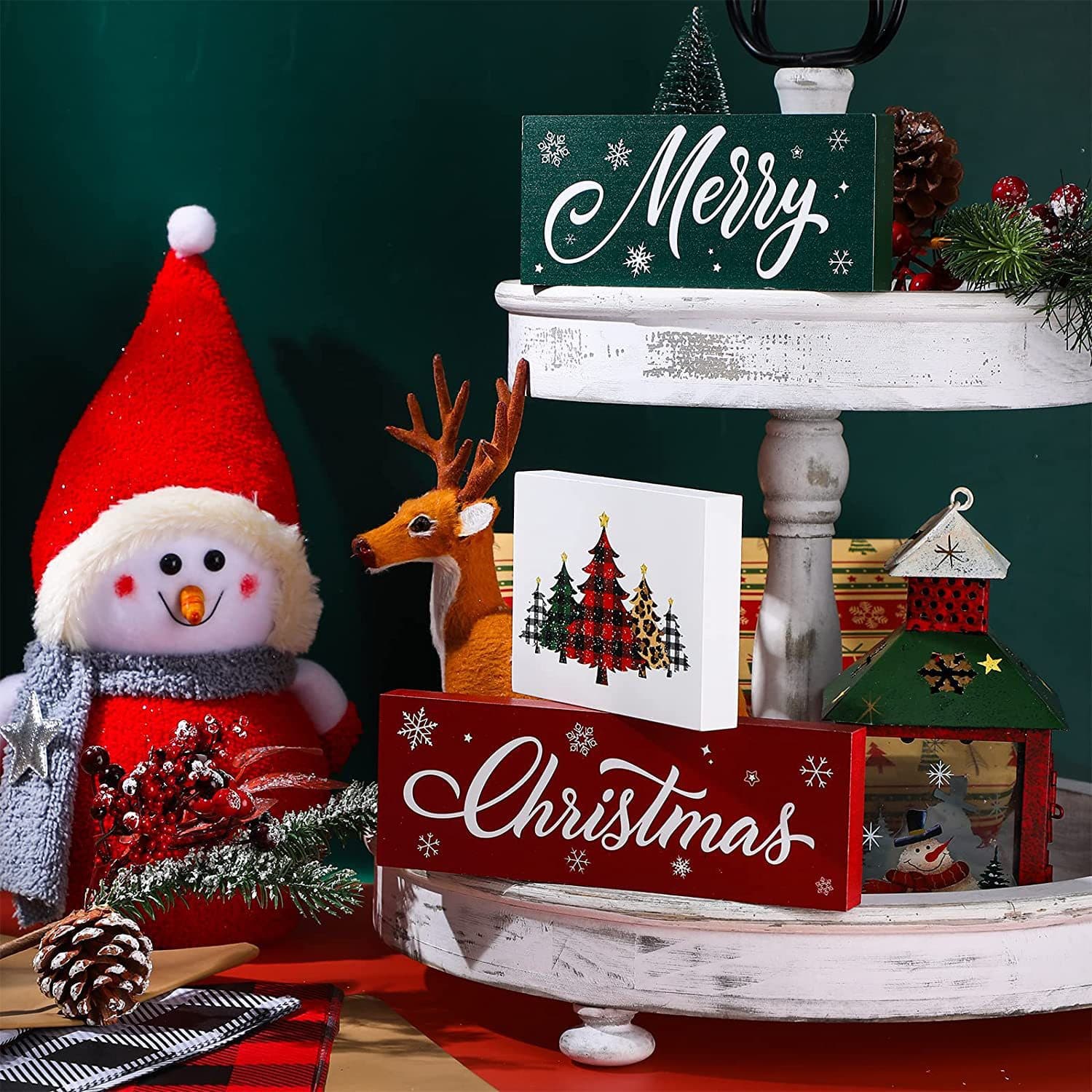Wooden Hanging Sign Christmas Holiday Atmosphere Decoration Wooden Plaque Farmhouse Home Wall Decor Tabletop Ornament