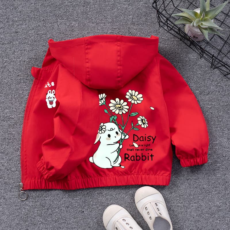 2023 Autumn New Children's Jacket for Girls, Hooded Windbreaker with Zipper, Toddler and Kids Coat