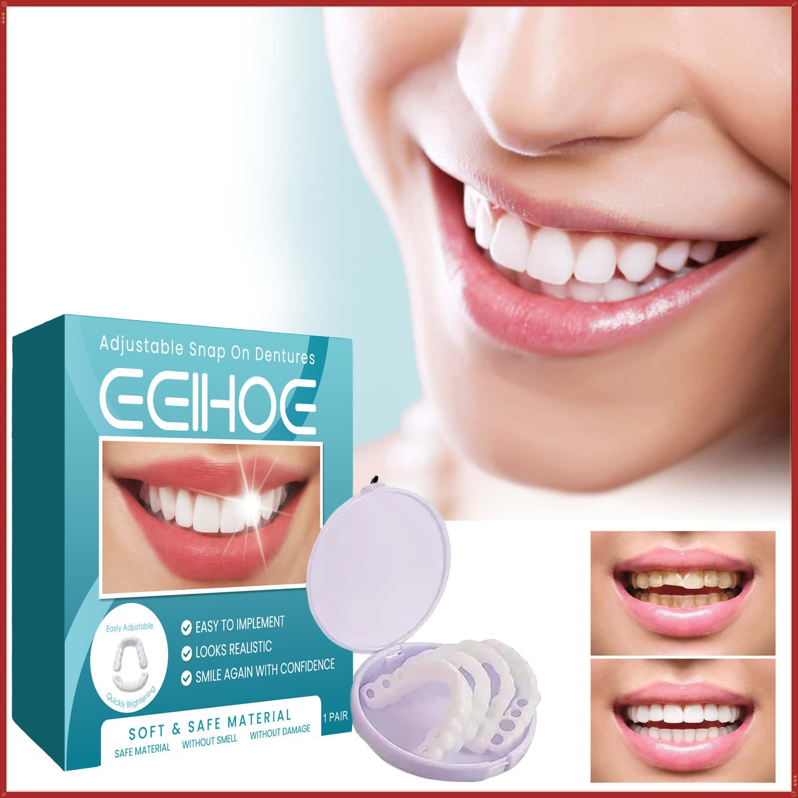 EELHOE Adjustable Snap-On False Teeth, Simulation Chewing Denture for Correction and Shaping, Universal Tooth Restoration Denture