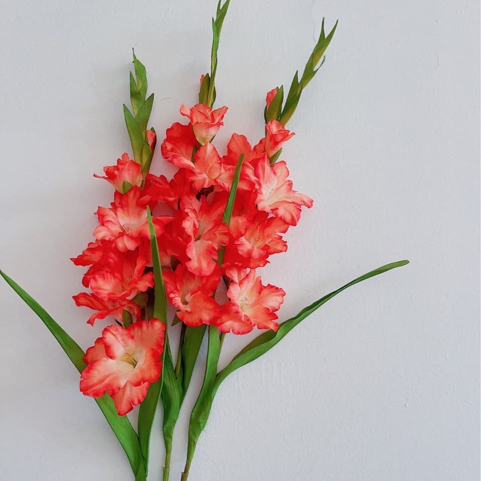High-Quality Artificial Gladiolus Sword Lily Floor Vase Dried Flower Decorative Ornament Handmade Silk Flower Large Fake Flower