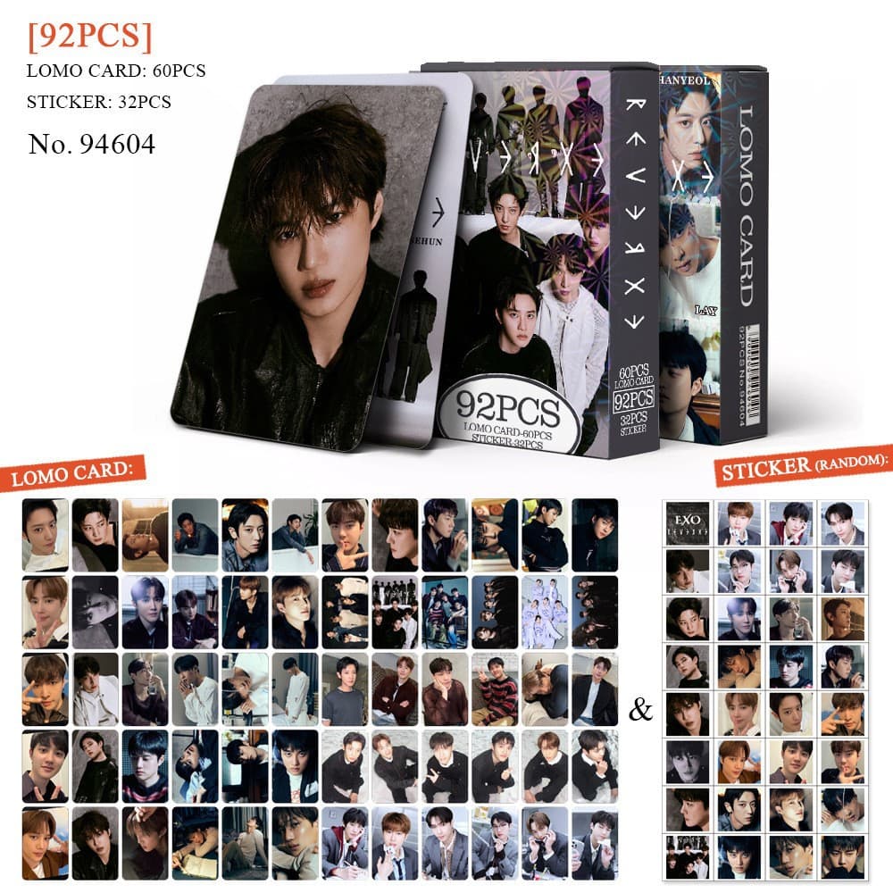 Cross-Border Exclusive Supply of 92 Exo Male Group Photocards in Stock, Reverxe New Album Kpop Merchandise Lomo Collection Photocards