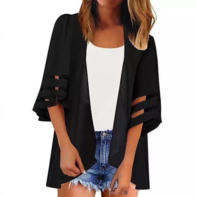 2024 Hot Spot Amazon Printed Sun Protection Shirt Kimono Mesh Splicing Shawl Sun Protection Cover-up Beach Wear