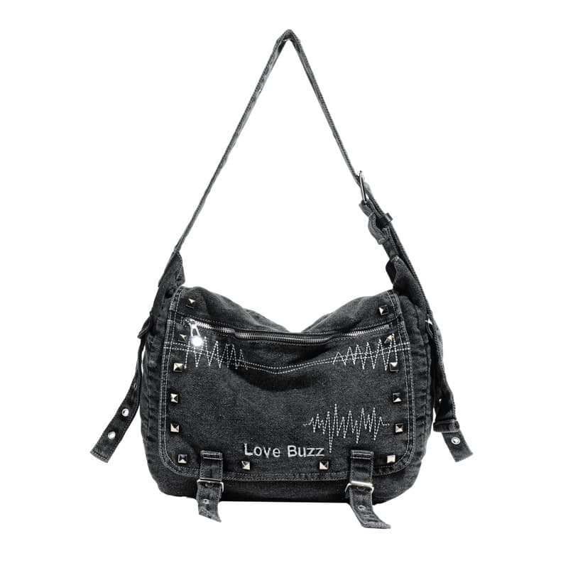 European and American Cross-Border Large-Capacity Hot Girl Tote Bag 2025 New Summer Retro Washed Denim Motorcycle Crossbody Bag for Women