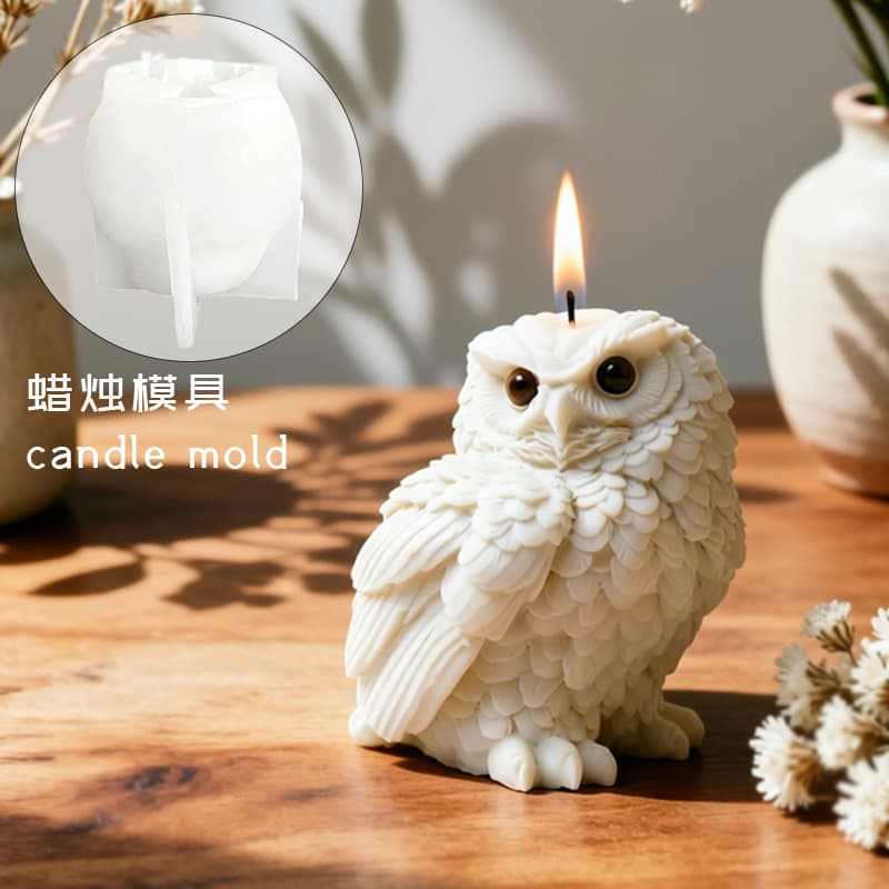 In-Stock Large 3D Owl Silicone Mold DIY Animal Scented Candle Furniture Plaster Ornament Mold