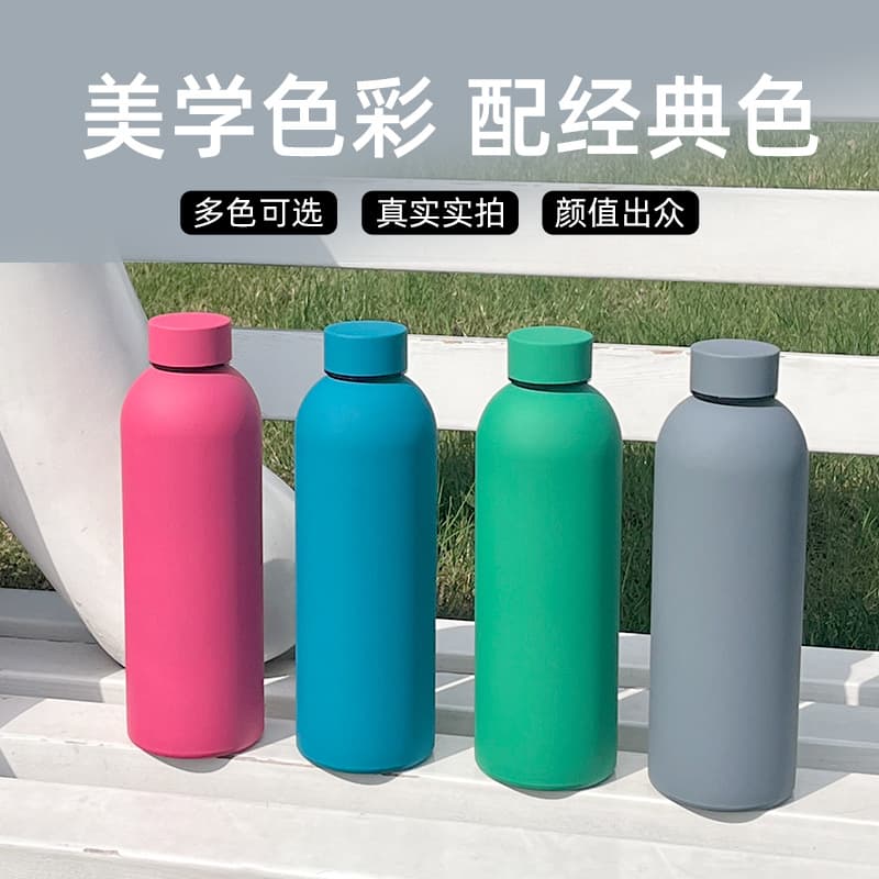 Large Capacity Stainless Steel Insulated Water Bottle Bullet Head Small Mouth Sports Thermos Customizable Gift Home Goods