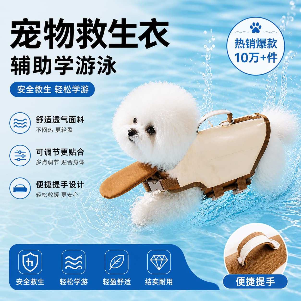 New Pet Life Jacket Dog Swim Vest for Small Medium Dogs Teddy Bichon Summer Dog Swimming Buoyancy Vest