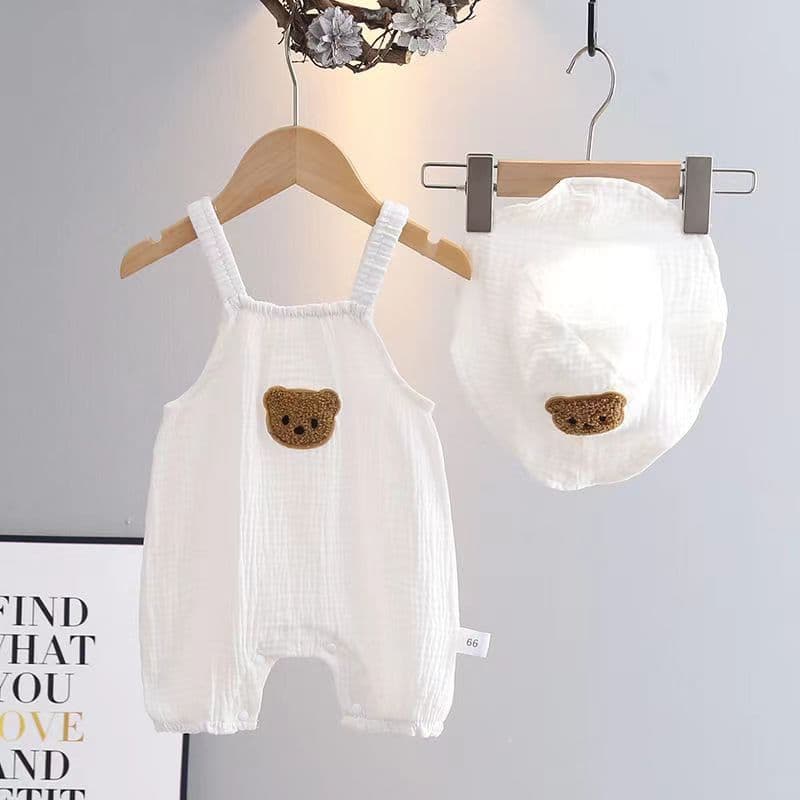 Baby clothes, summer crawl clothes, baby girl's sling bag, summer clothes, pure cotton gauze boneless jumpsuit, summer clothes