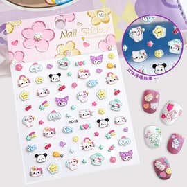 2025 New 3D 5D Nail Stickers, Dimensional Embossed Nail Art Stickers, Original Cute Kids Cartoon Glow-in-the-Dark Stickers