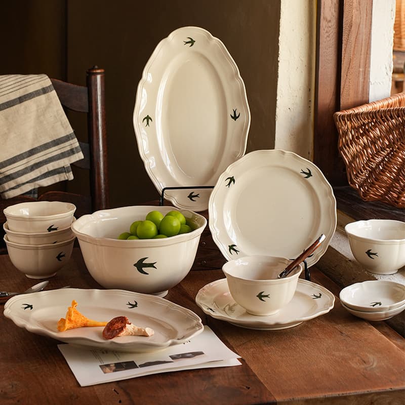 French Vintage Tableware Premium Home Use Underglaze Plates, Rice Bowls, Soup Bowls, Fish Plates, Fruit Plates