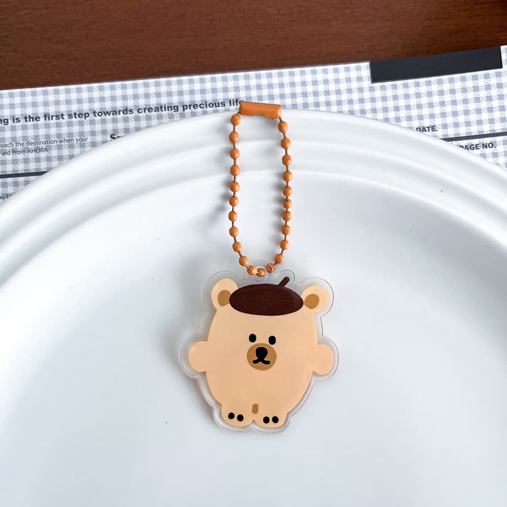 Transparent Acrylic Keychain Bead Chain Double-Layer Anime Stand DIY Cartoon Pendant Keyring