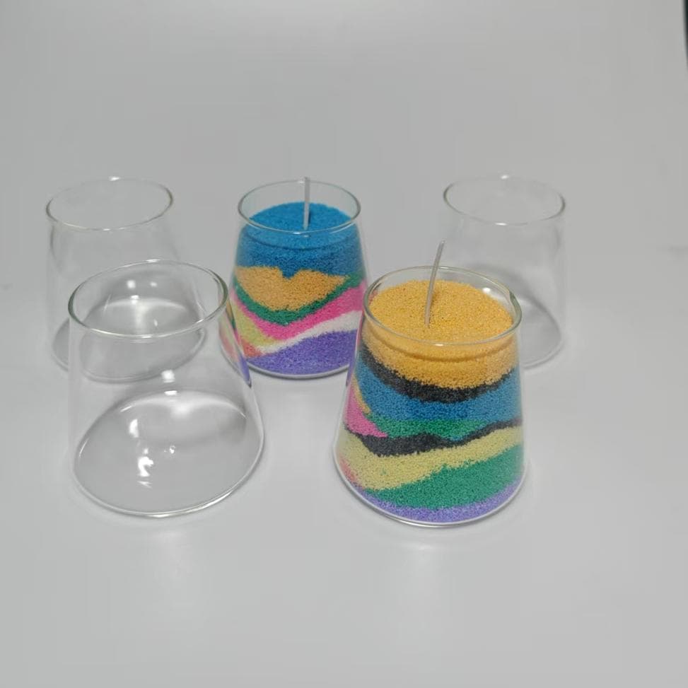 Colored Granule Sand Wax Fuji Mountain Glass Jar DIY Handmade Sand Painting Candle Material Floating Pearl Ice Flower Wax