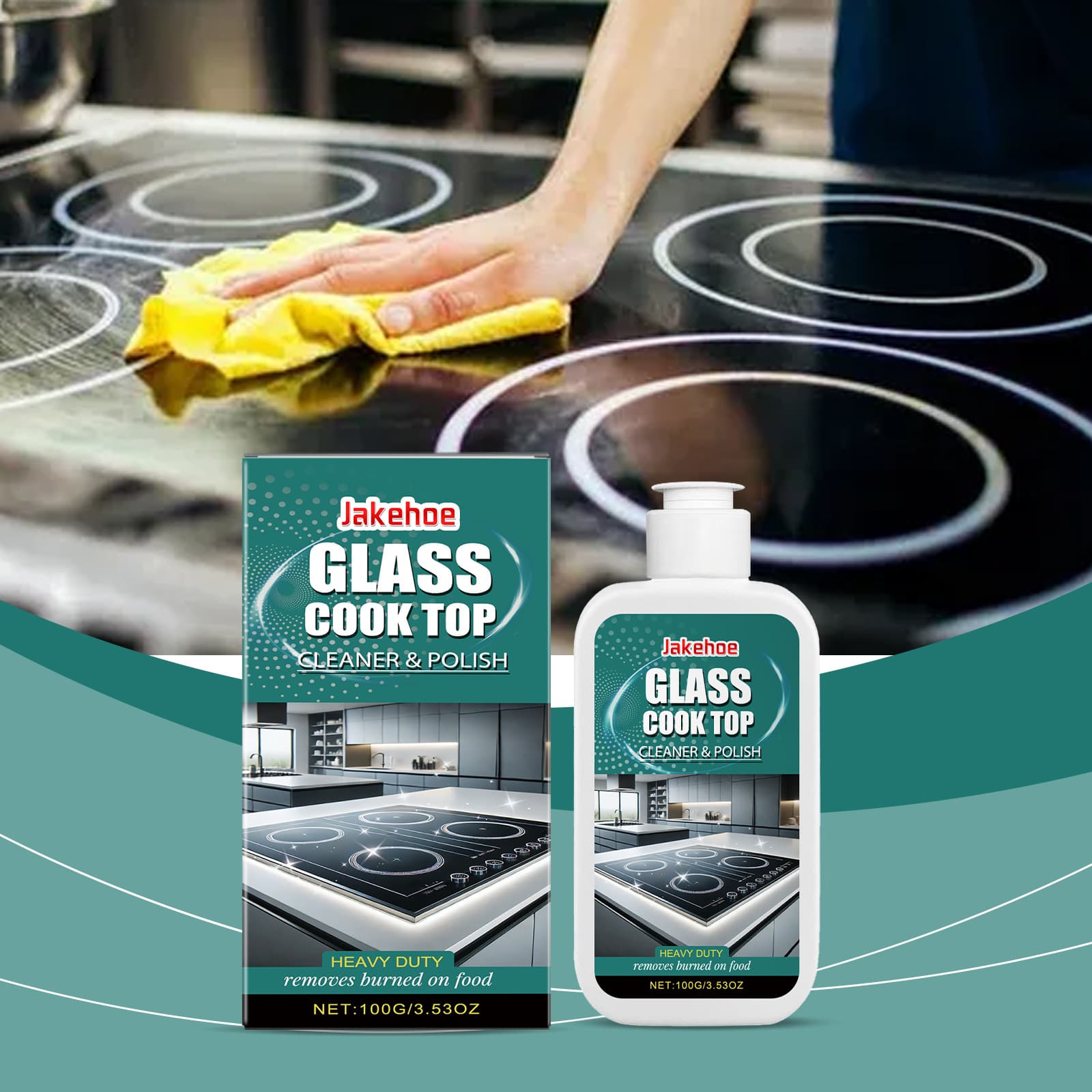 Jakehoe Glass Stove Cleaner & Polisher - Household Kitchen Cleaner for Induction and Ceramic Stovetops