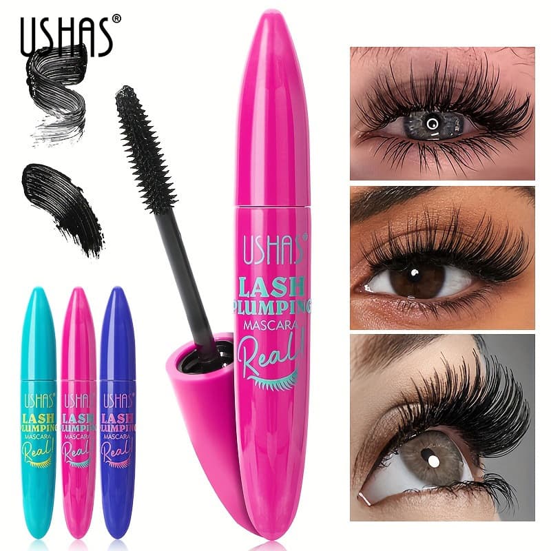 USHAS Cross-border Hot-selling Cosmetic Neutral Mascara Thickening Lengthening Curling 4D Waterproof Liquid Fiber Mascara