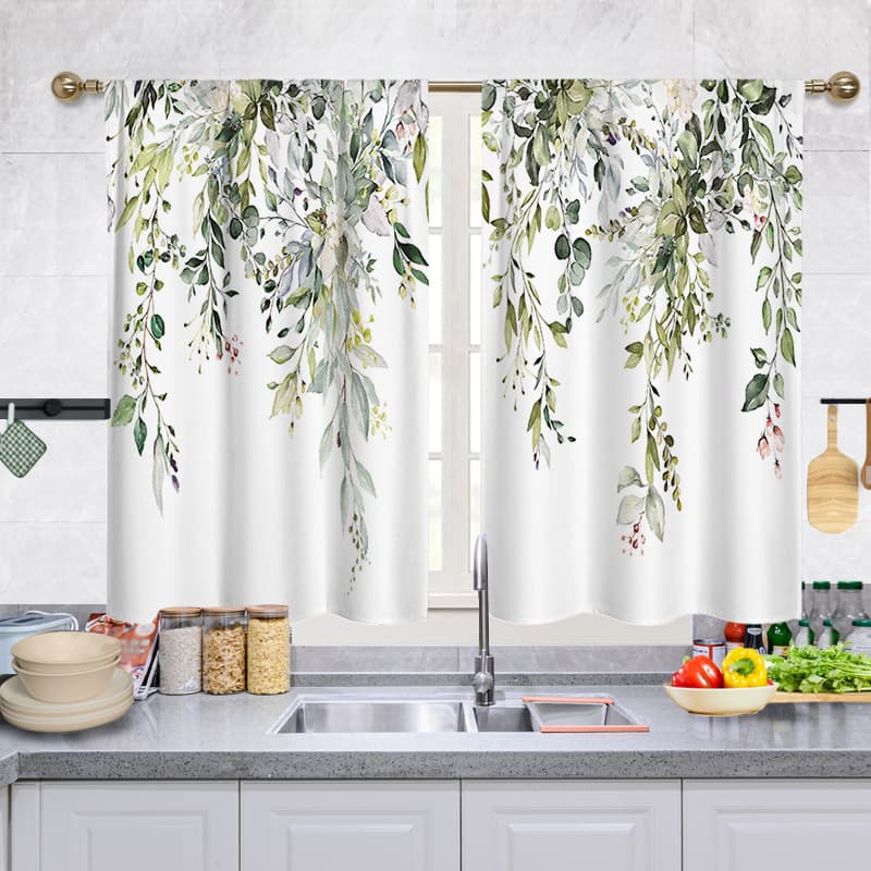 Digital Printed Kitchen Curtains Restaurant Living Room No-drilling Short Door Curtains Window Scenery Scenic View