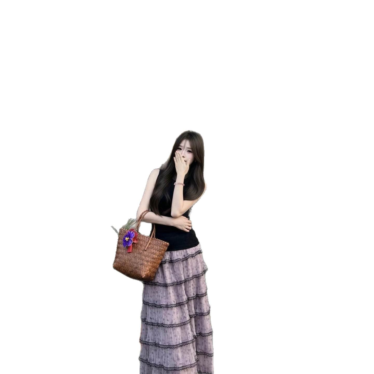 Chanel-Style Purple Flowing Tulle Skirt for Women Summer 2026 New Trendy Long Layered Tutu Cake Skirt