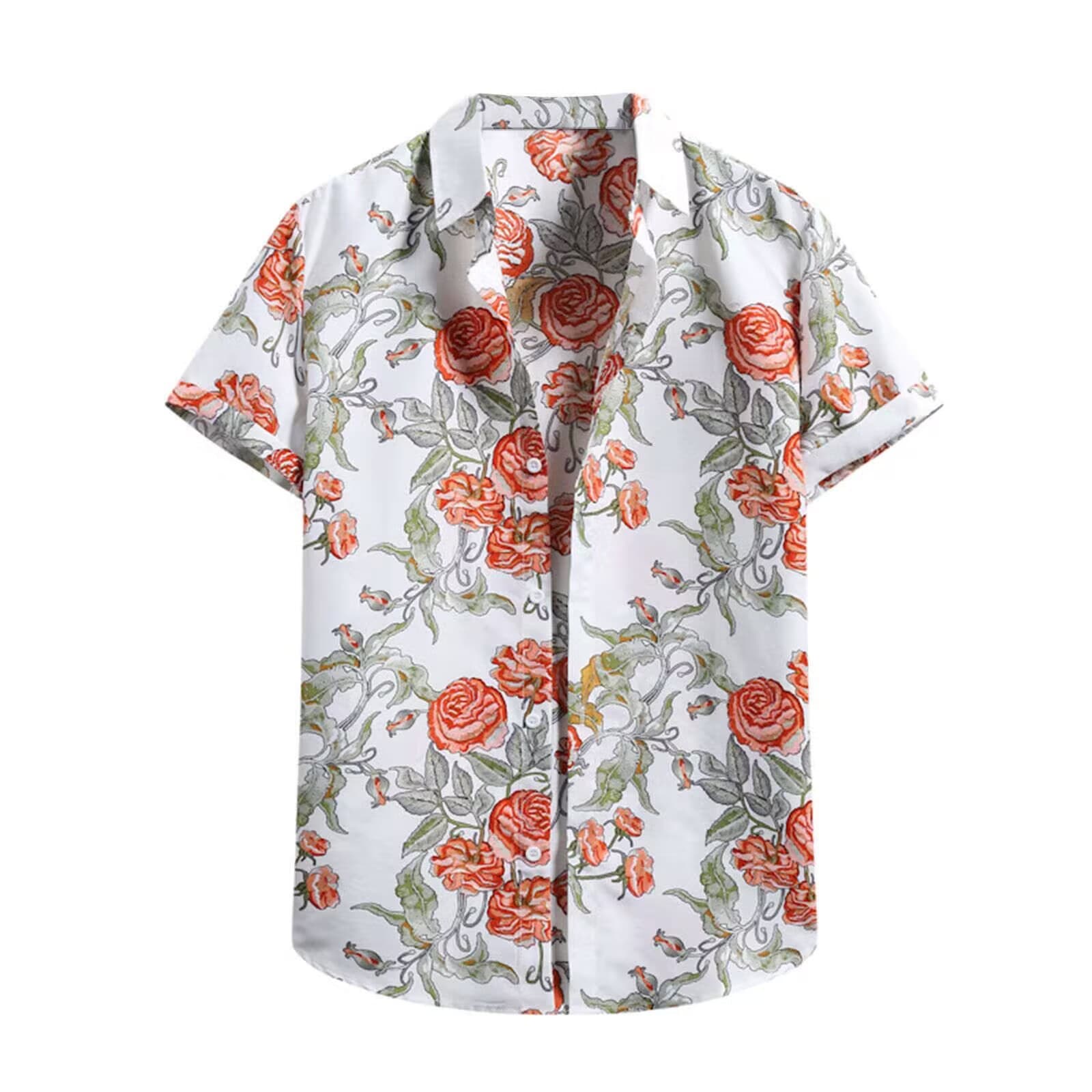 Hawaii Printed Short Sleeve Loose Casual Shirt for Men Summer Beach Surfing Vacation Wear Polyester Fiber Thin Polyester