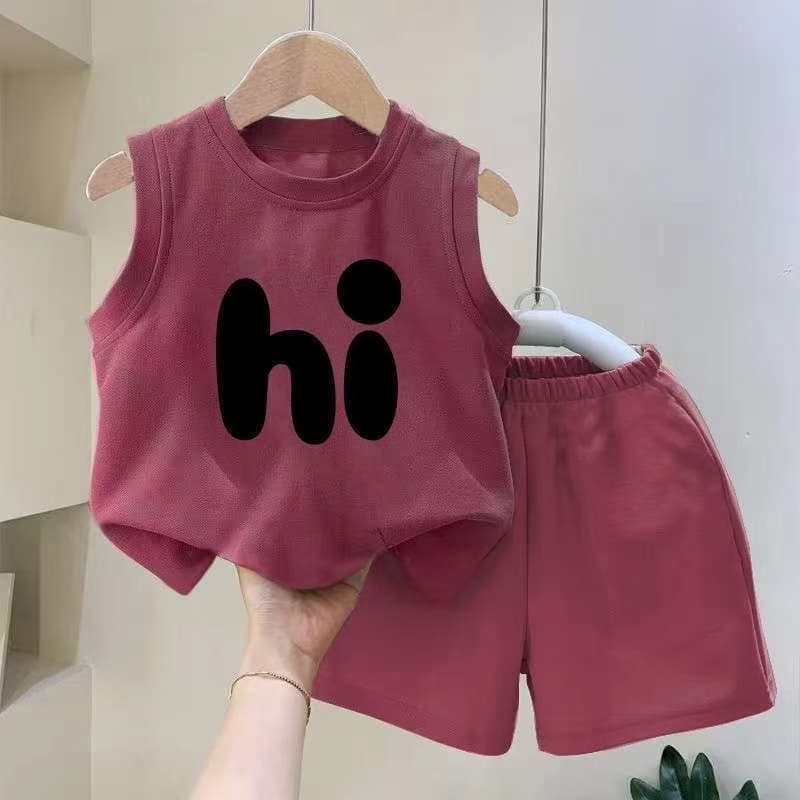 Summer New Children's Cotton Cool Letter Print Sleeveless Vest Set for Boys Thin Style