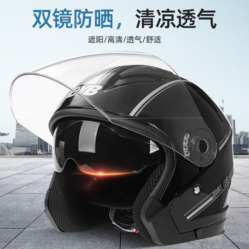 Unisex Electric Vehicle Motorcycle Helmet Half Helmet Dual Mirror Ventilation Riding Motorcycle Safety Gear