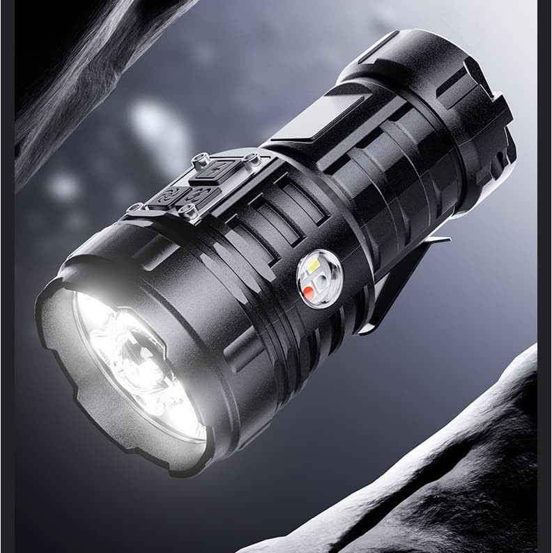 Cross-border new multi-functional strong light flashlight long-range plastic portable mini charging digital display magnetic small flashlight
