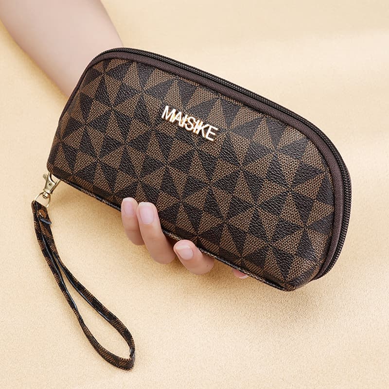 Long Women's Wallet Handbag Mobile Phone Coin Multi-functional Card Zipper Shell Bag Soft PU Leather Daily Match Shell Bag