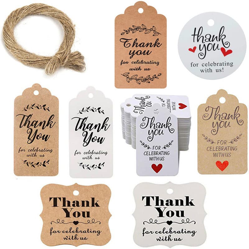 Handmade DIY Hang Tag Thank You for Celebrating with Us Tag Gift Baking Package Decoration