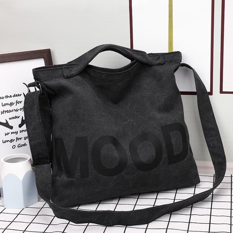 Canvas Bag Large Capacity Crossbody Ins Korean Style Student Tote Bag Single Shoulder Women's Tutoring Bag Handheld Men's Tote Bag
