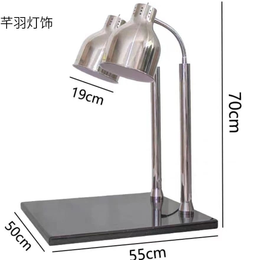 Double-head heat preservation seat food heat preservation lamp buffet food heat preservation table lamp white marble heating barbecue lamp