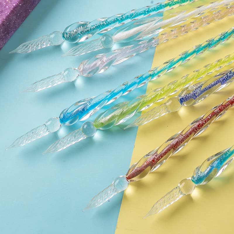 Internet celebrity starry sky glass pen set signature pen crystal student dip pen glass dip ink pen stationery gift pen