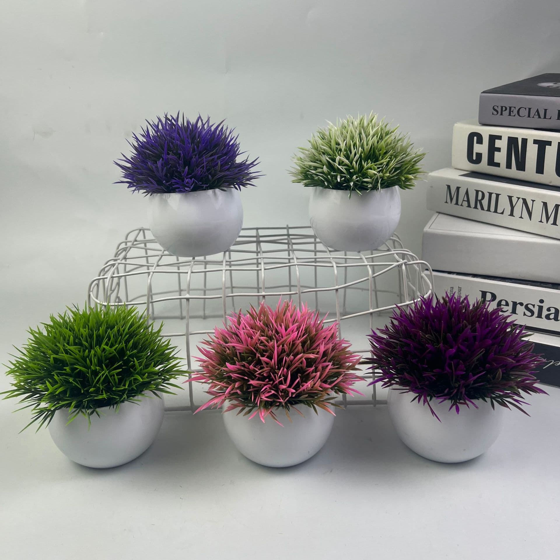 Artificial artificial green plants, semi-circular small potted plants, suitable for home decoration; semi-circular combination.
