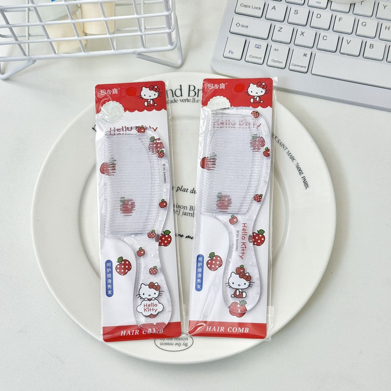 Hello Kitty Official Plastic Comb, Mini Fine-Tooth Comb for Kids, Soft and Portable Student Bangs Comb