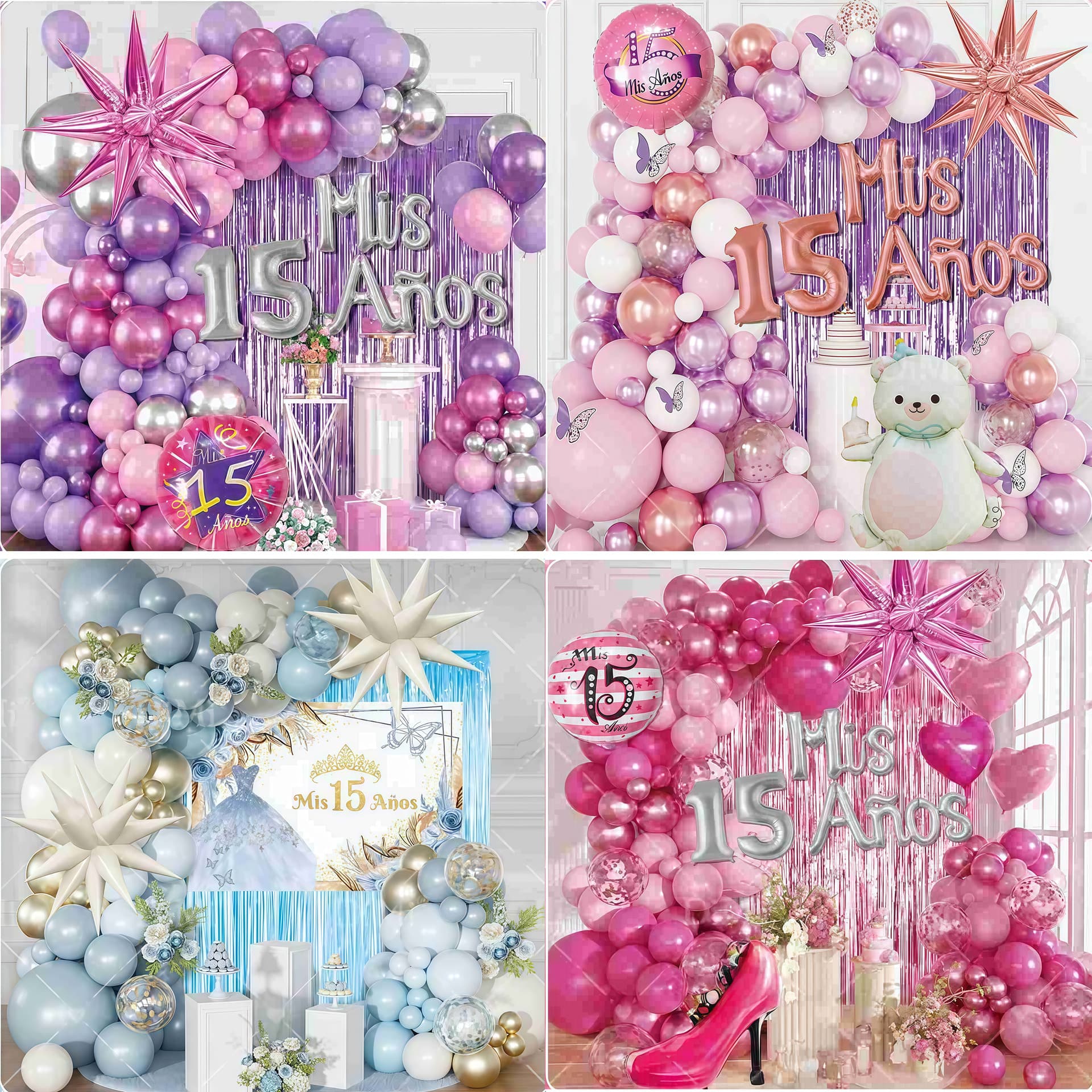 Spanish 15th Birthday Balloon Set Scene Decoration Arch Balloon Chain Package