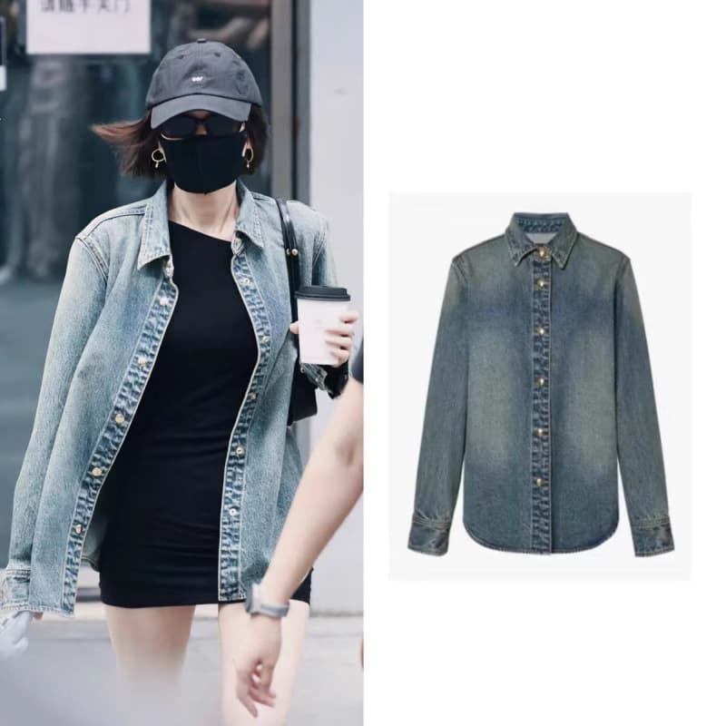 Qin Lan Style Plus Size Denim Jacket for Women Loose Shirt Collar Long Sleeve Street Fashion 2025 Autumn Fat mm Women's Clothing
