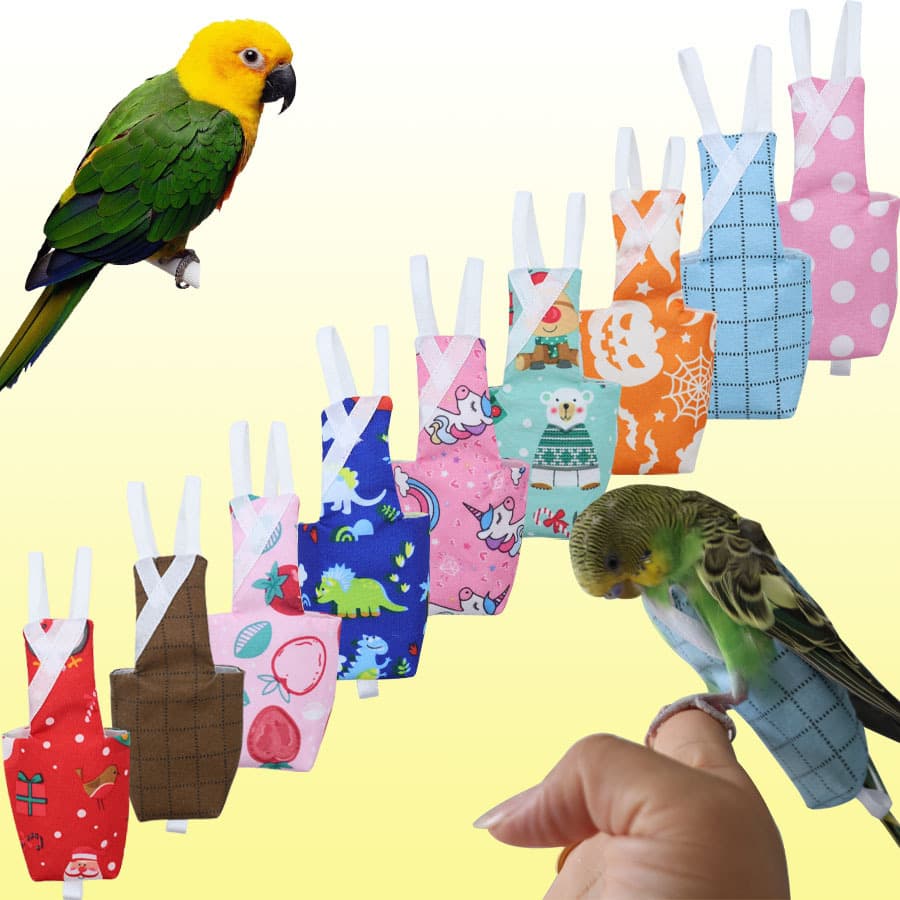 Parrot Diaper Bird Poop Catcher Clothing for Budgie Cockatiel Lovebird Adjustable Flight Suit Pet Bird Supplies