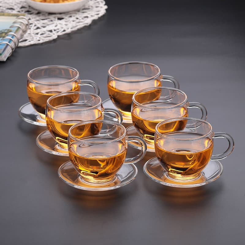 Customizable high borosilicate transparent glass small tea cup, heat-resistant tea cup, Kung Fu tea cup, small tea cup, flower tea cup