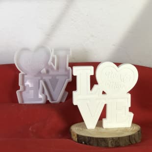 X1406 LOVE Heart Ornament Desktop Decoration Cement Plaster Mold DIY Silicone Mold