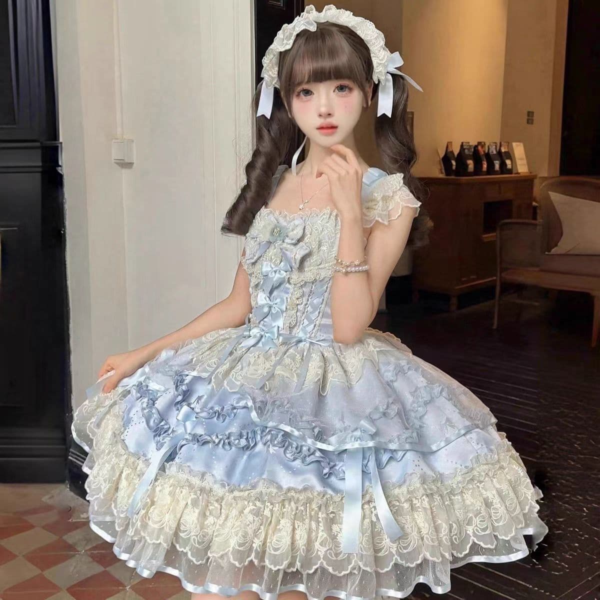 Custom Lolita Dress OP/JSK Japanese Cute Lolita Princess Dress Puffy Skirt