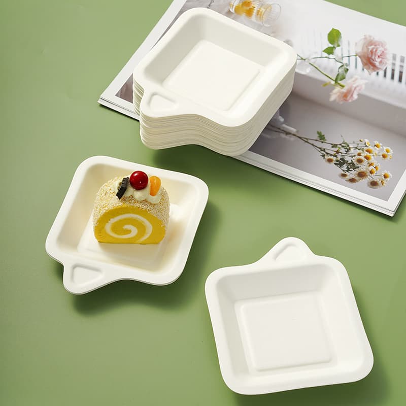 Disposable Thickened Minimalist Paper Plates, Cake Forks and Dishes, Rectangular Biodegradable Cake Plates