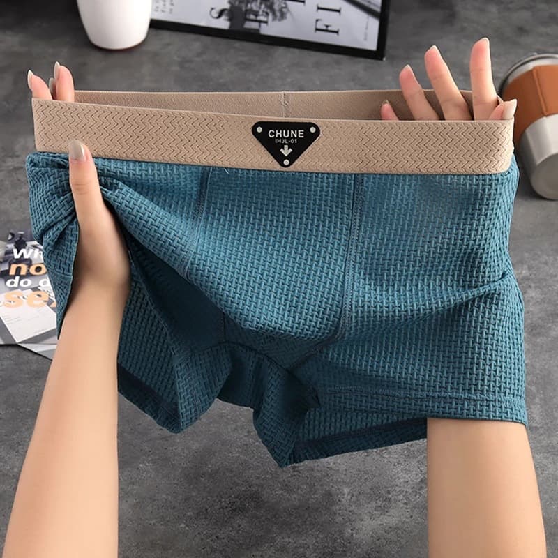 7A Antibacterial Ice Silk Nylon Men's Boxer Briefs Summer Trendy Four-Corner Underwear Loose Breathable Ultra-Thin Men's Shorts