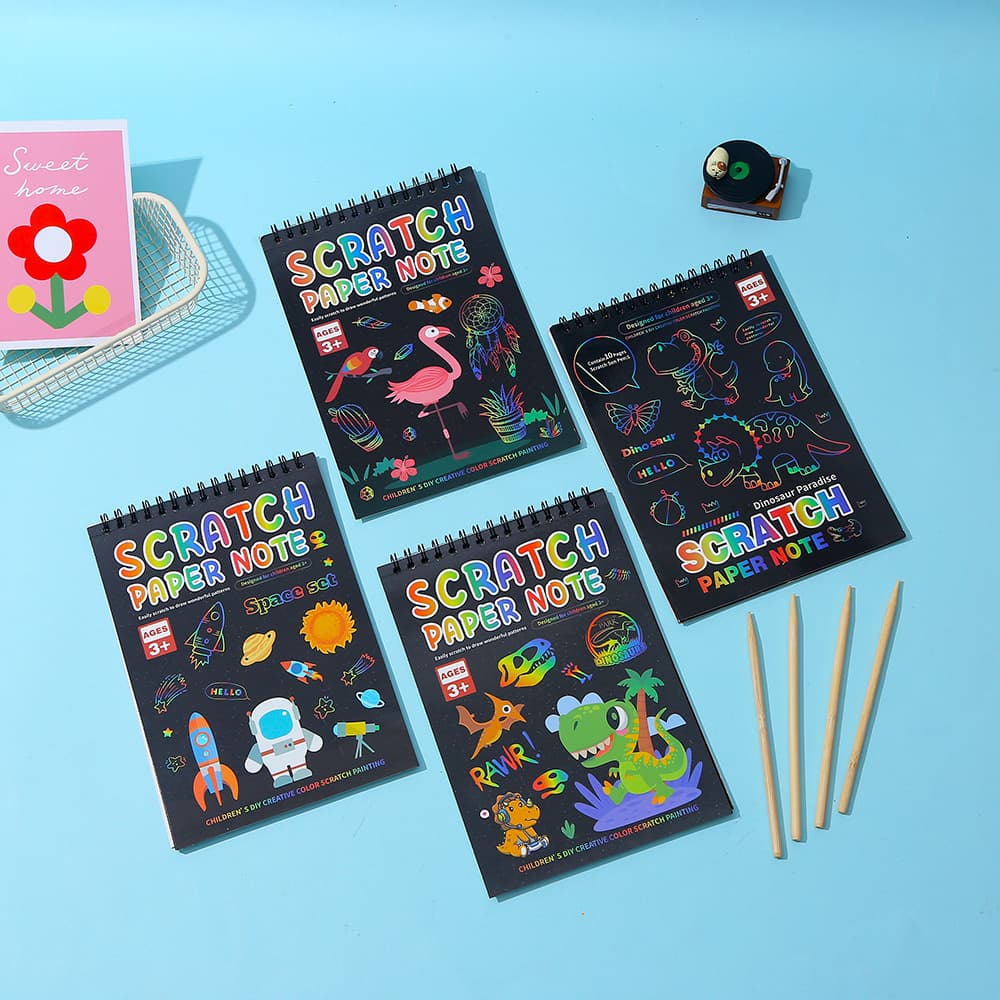 Scratch Art Book Children's Colorful DIY Creative Graffiti Scratch Art Book Kindergarten Art Scratch Paper Fun Scratch Book Wholesale
