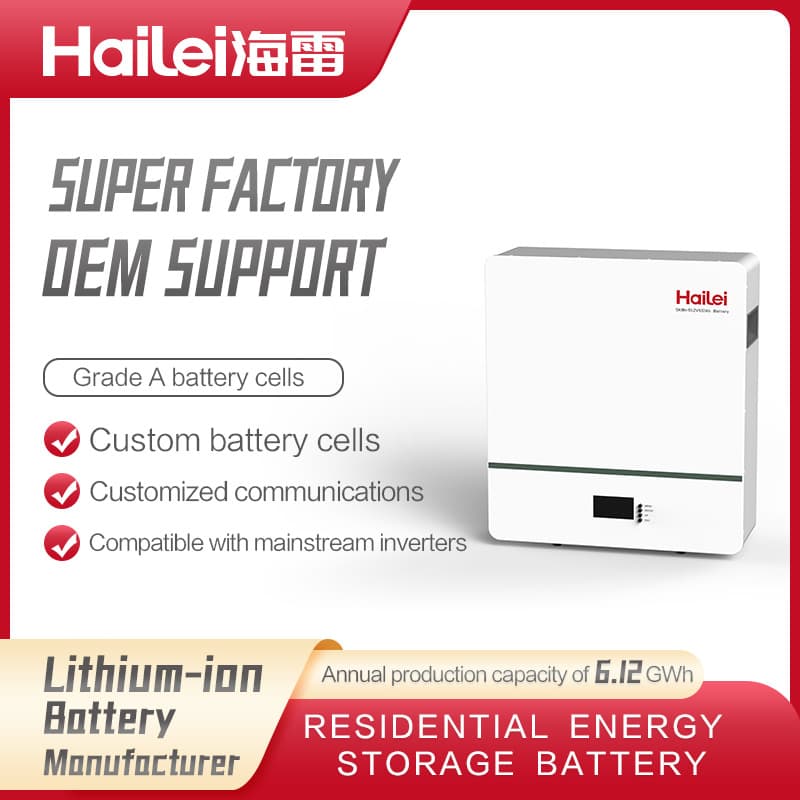 51.2V Wall-mounted LiFePO4 Home Energy Storage System Solar Power Supply Off-grid Energy Storage Battery