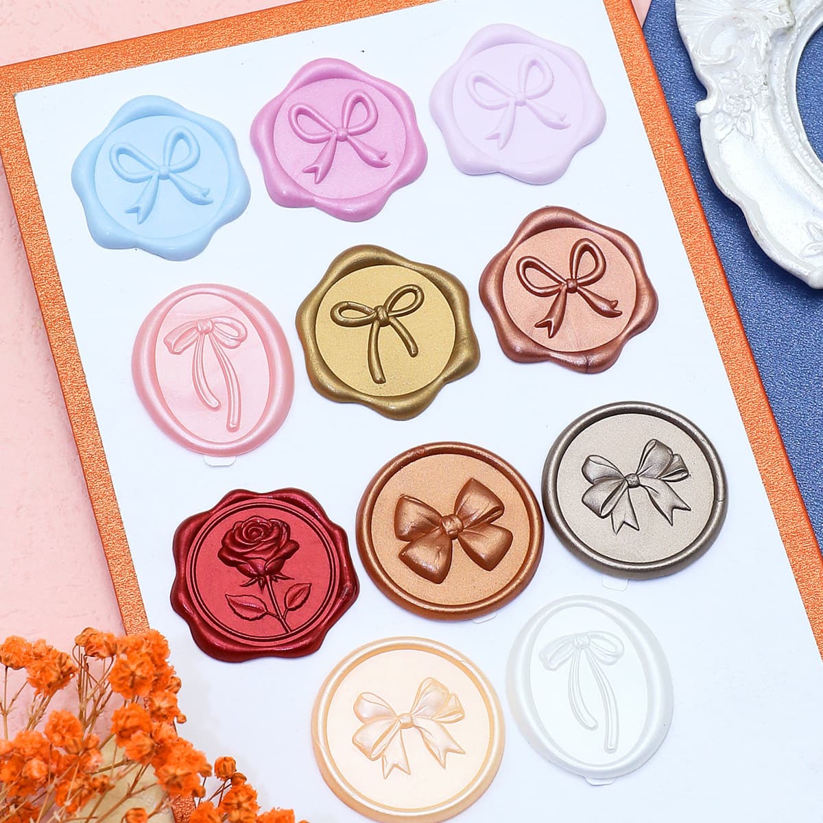 Bow Embossed Wax Seal Sticker Wedding Envelope Seal Wax Seal Sticker Artistic Wax Seal Label