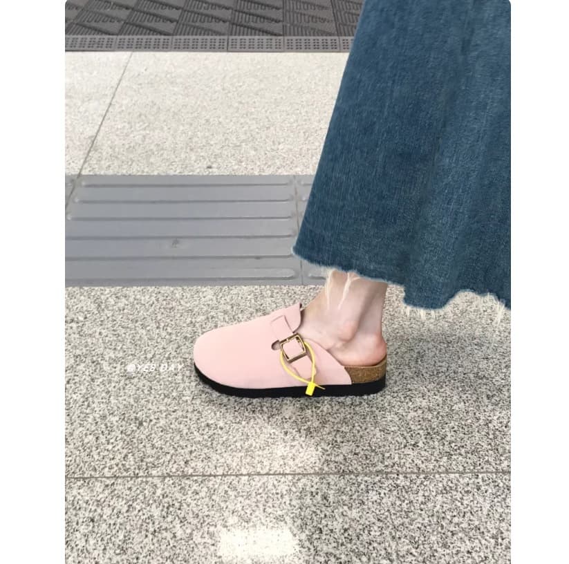Spot Japanese retro soft-soled Birkenstock shoes for women 2025 summer new style outer wear versatile flat-bottom toe half drag