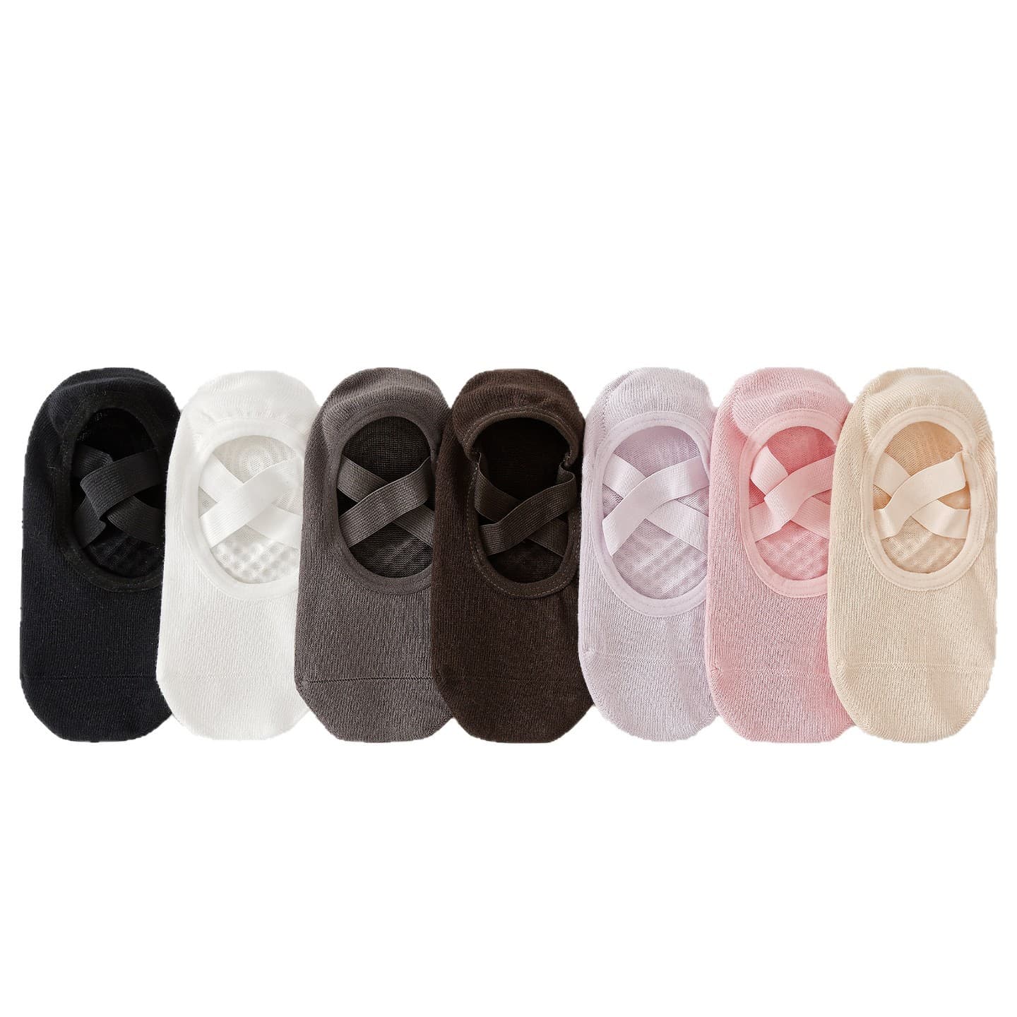 2026 Spring/Summer New Open Back Cross Tie Round Toe Non-Slip Yoga Socks Wholesale for Sports Gym Pilates