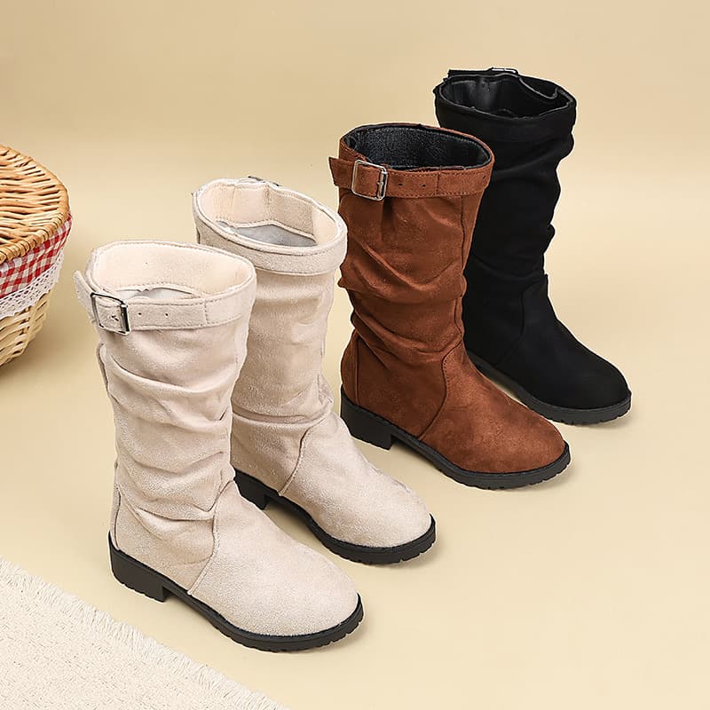 2026 New Round Toe Sleeve Mid-Calf Boots, Internet Celebrity Style Flat Short Boots for Autumn/Winter, Super Popular Stacked Boots