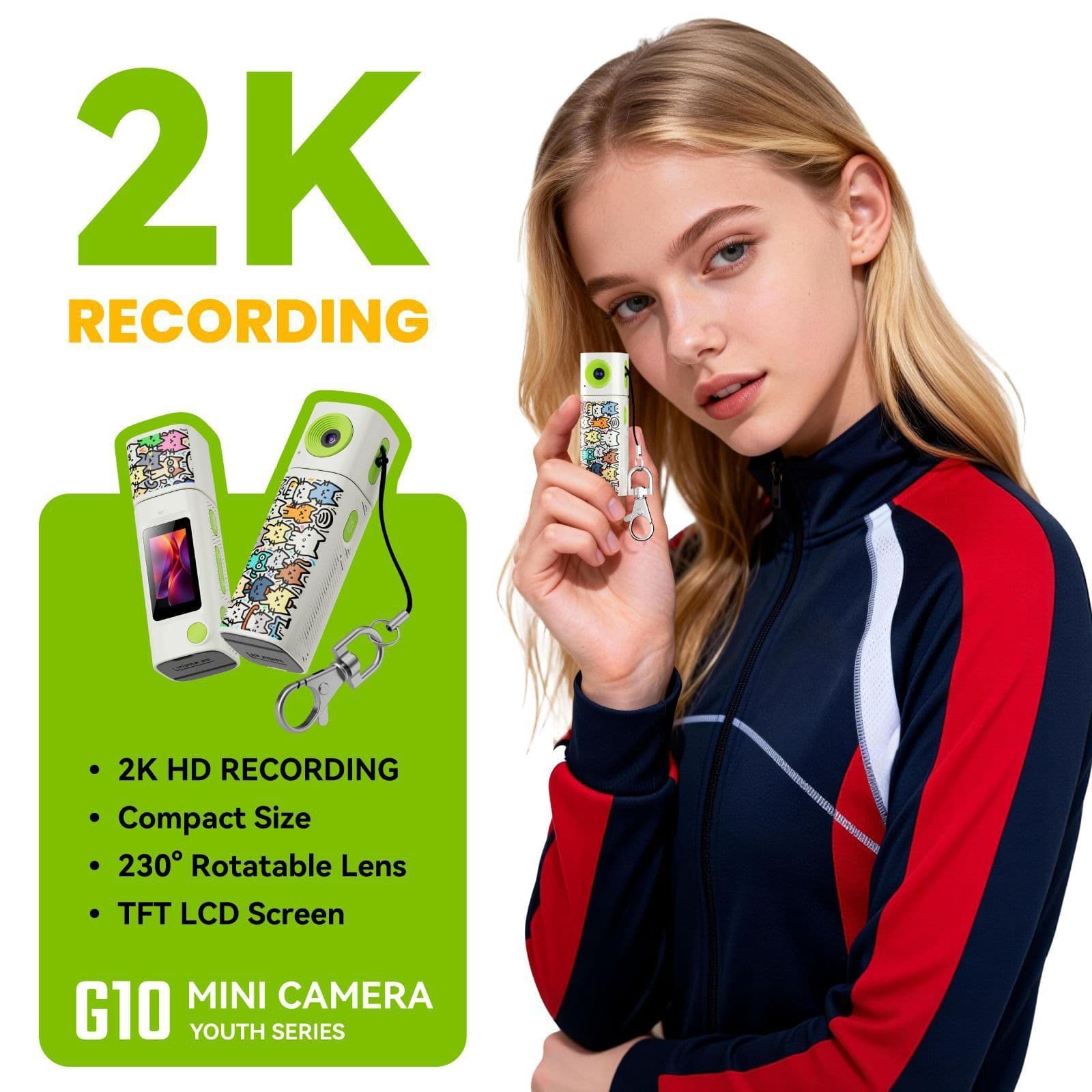 Cross-Border Youth Style G10 Thumb Mini Camera Student Outdoor Sports Camera Photo Video Pocket Camera
